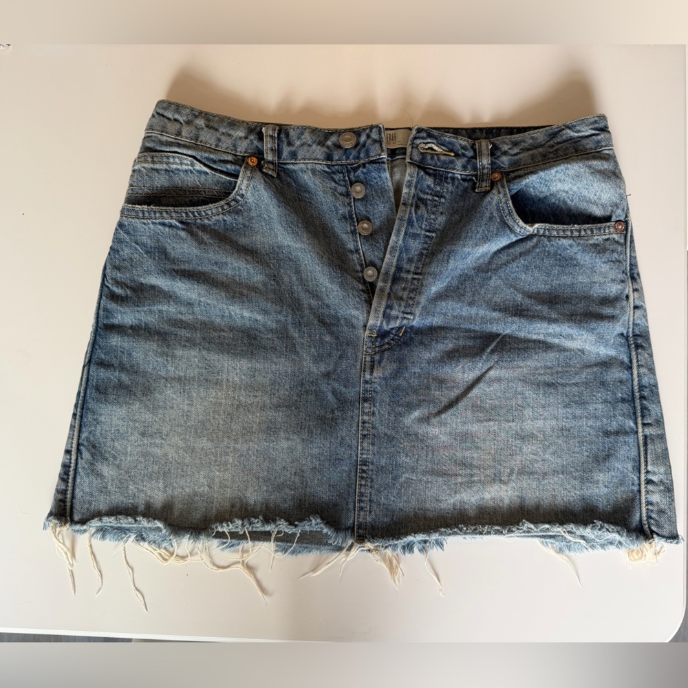 We The Free Blue Denim Mini Skirt